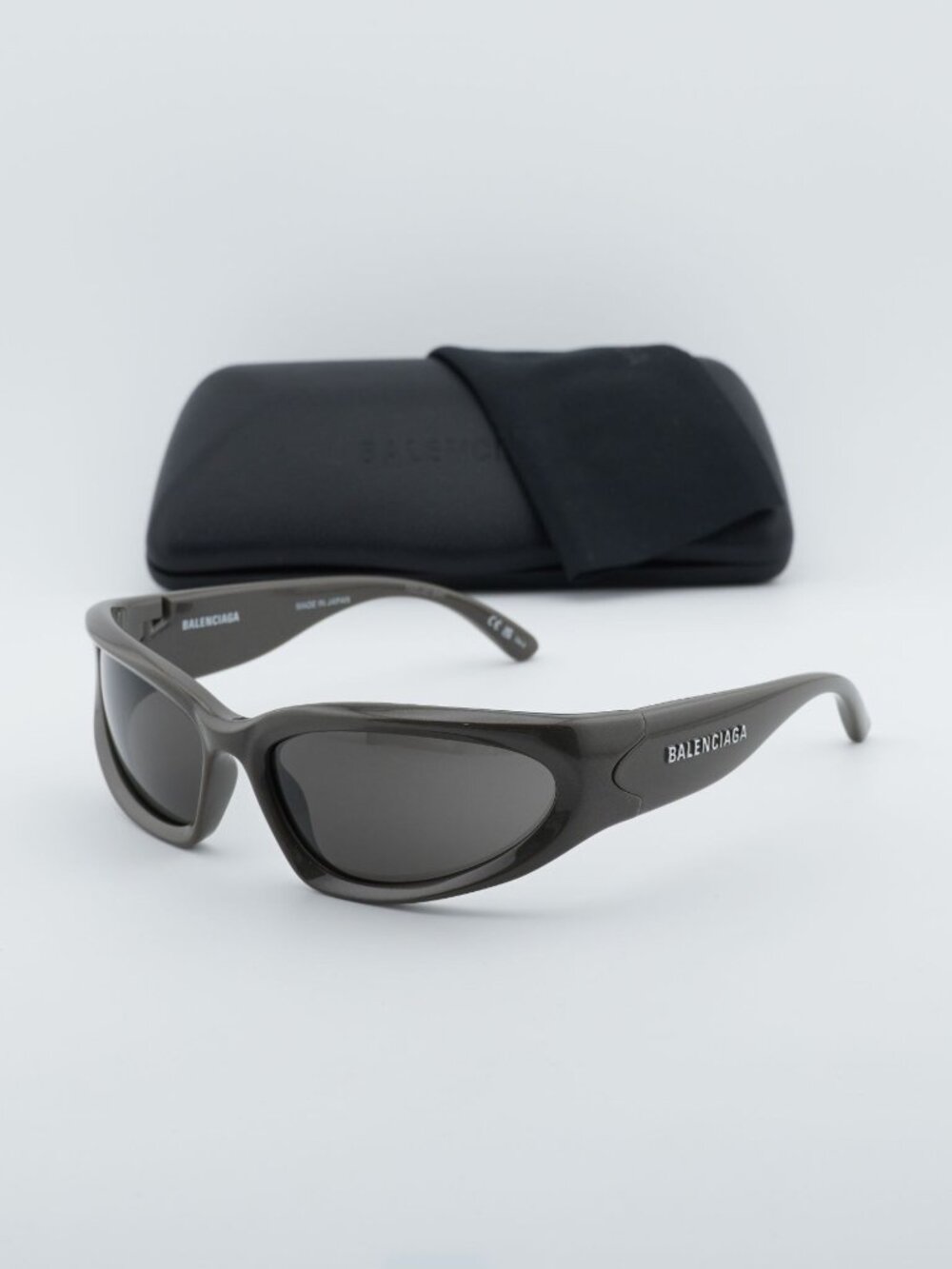 Balenciaga BB0157S 008 Geometric Sport Sunglasses - Grey / Grey